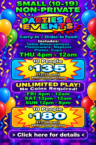 Book Your Party With US, Group Discounts, School Functions, Sports Teams, Church Functions, Youth Groups, Company Events, Team Buliding, Family Events, Holiday, Holidays