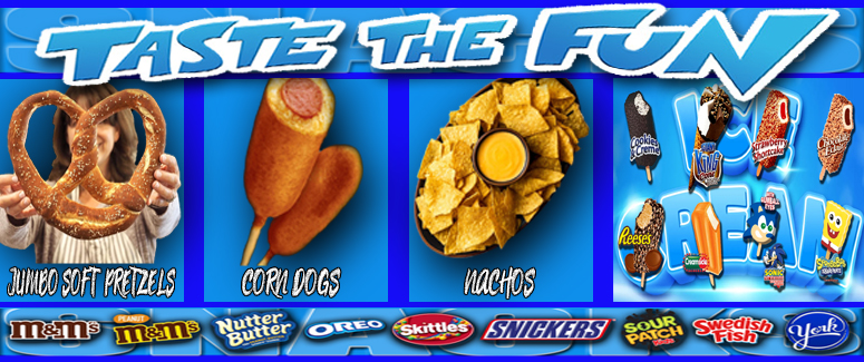 Jumbo Soft Pretzels, Corn Dogs, Nachos, Ice Cream